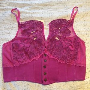 NWT Free People Corset Crop. Lace detail